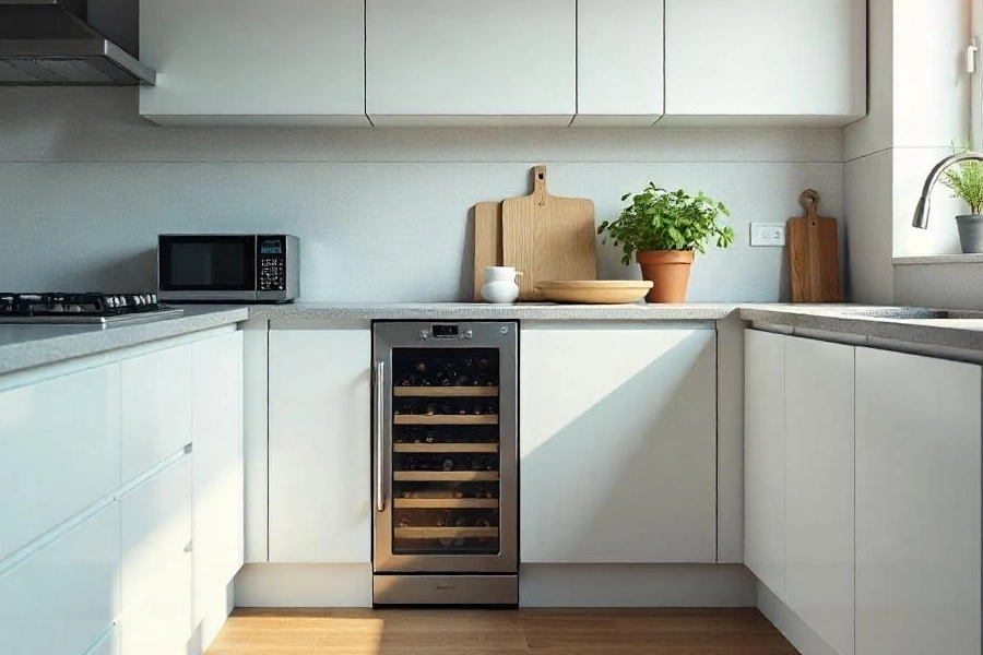 A wine cooler in kitchen
