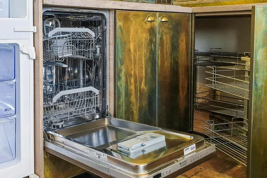 an open dishwasher