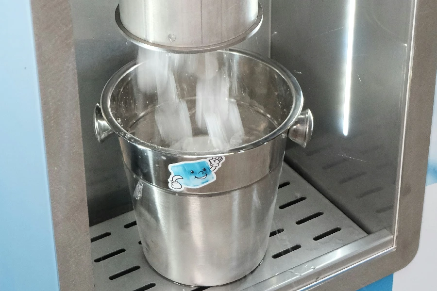 bucket under an ice maker
